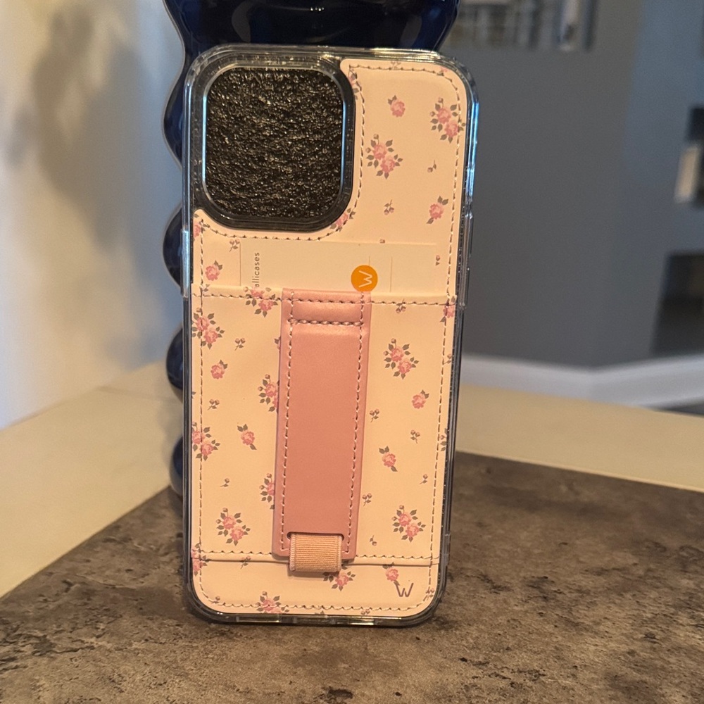 Floral Pink Phone Case with Stand Brand New 15 Pro Max Walli case
